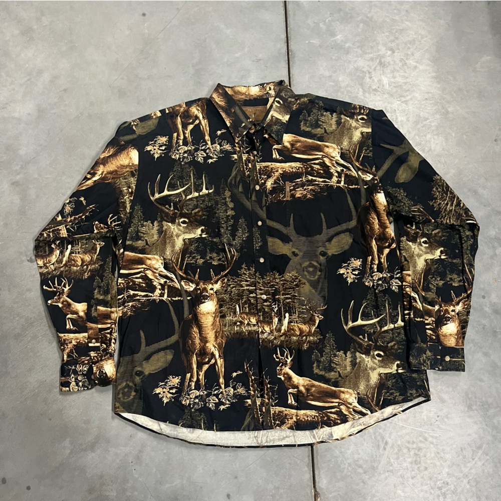North River Outfitters Men's Whitetail Deer Camo Shirt LS‎ Button Up XXL
